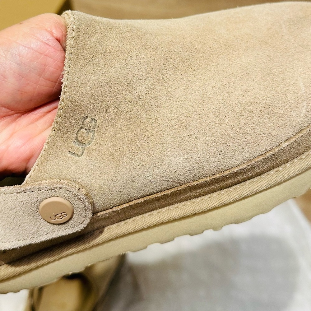UGG Beige Suede Slip-On Clogs